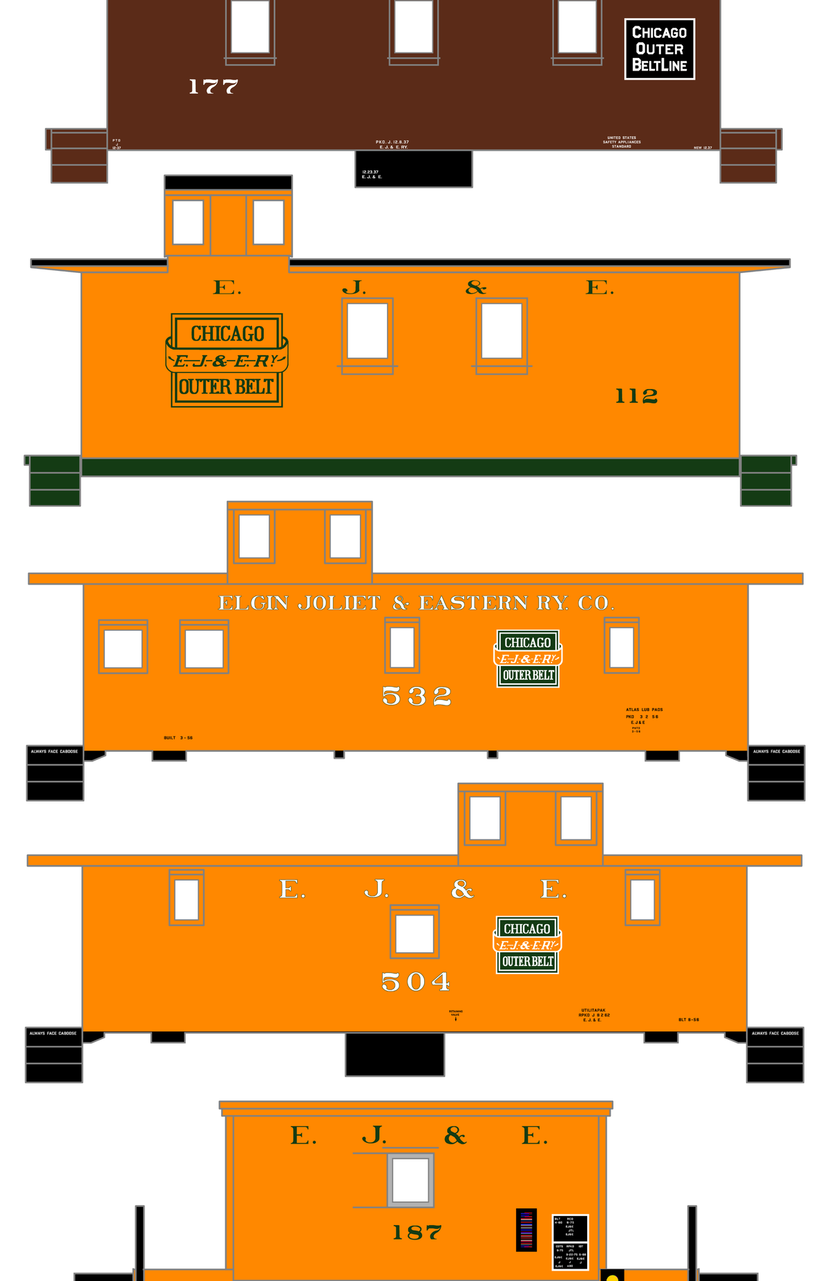 Elgin Joliet and Eastern Caboose White and Green