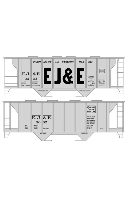 Elgin Joliet and Eastern Covered Hopper Black As Built Schemes