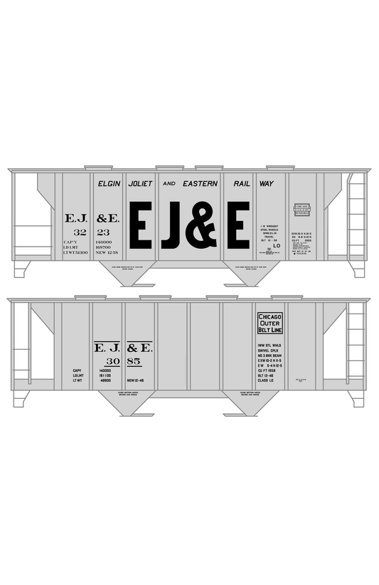 Elgin Joliet and Eastern Covered Hopper Black As Built Schemes