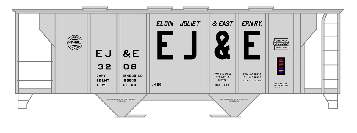 Elgin Joliet and Eastern Covered Hopper Black 1960s Repaint Scheme