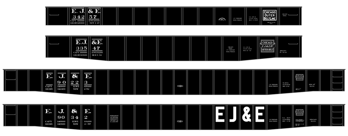 Elgin Joliet and Eastern Gondola White EJ&E Roman Font