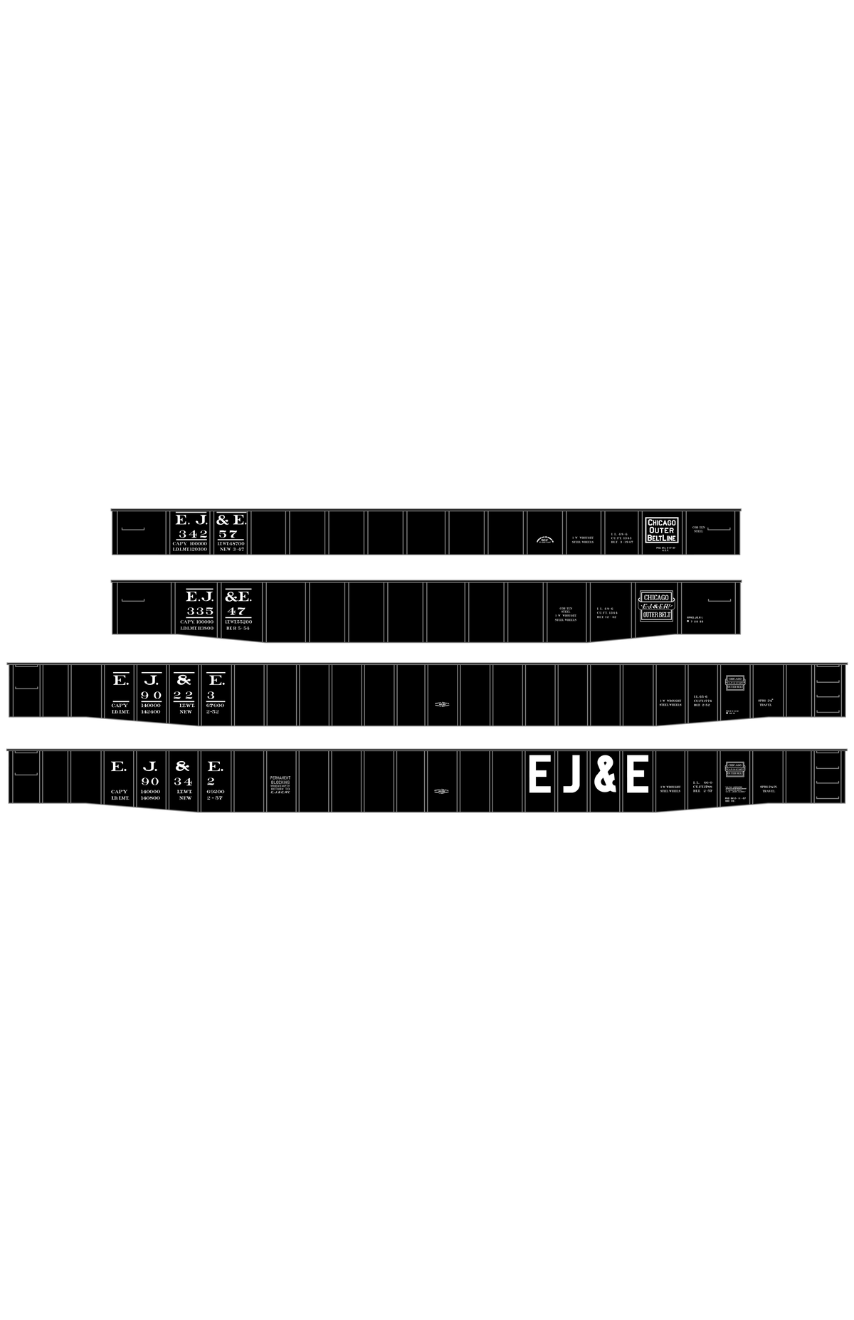 Elgin Joliet and Eastern Gondola White EJ&E Roman Font