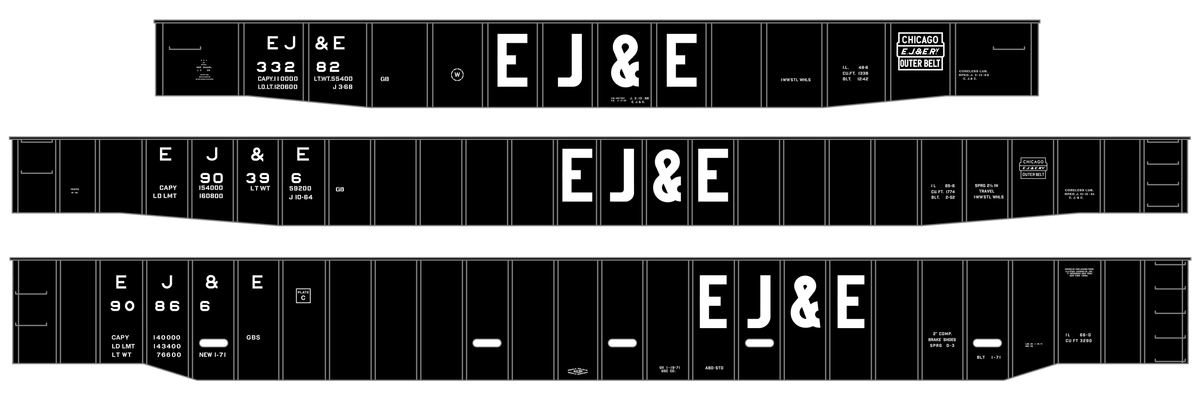 Elgin Joliet and Eastern Gondola White EJ&E Gothic Font