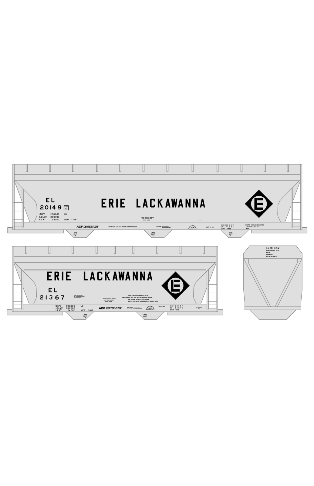 Erie Lackawanna ACF Covered Hopper Black