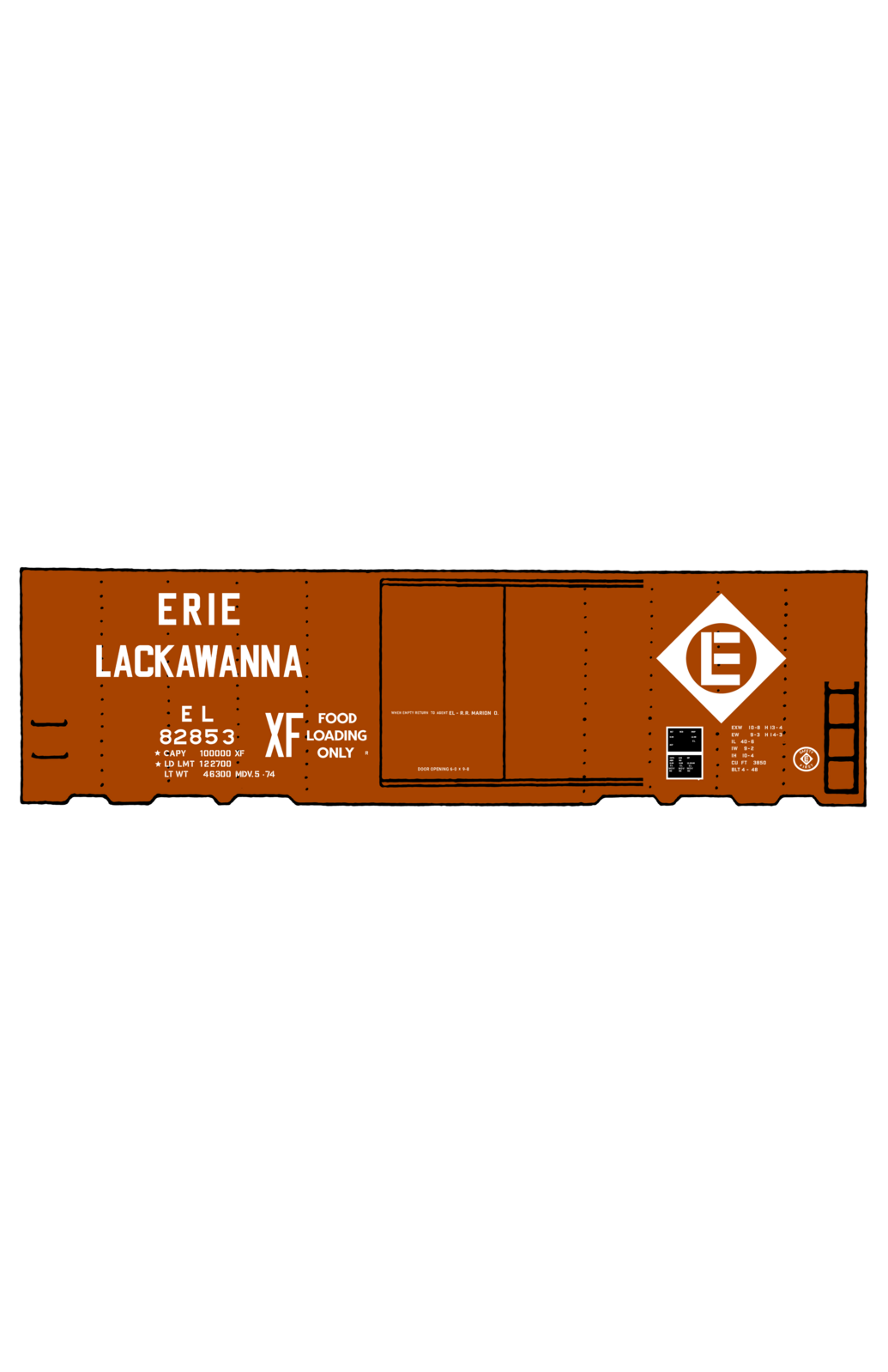 Erie Lackawanna 40 Ft Boxcar White