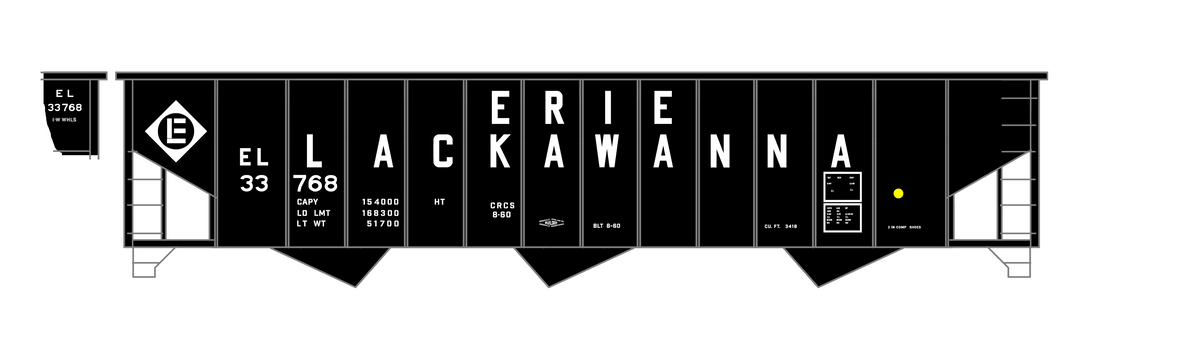 Erie Lackawanna 70 Ton Hopper Car White
