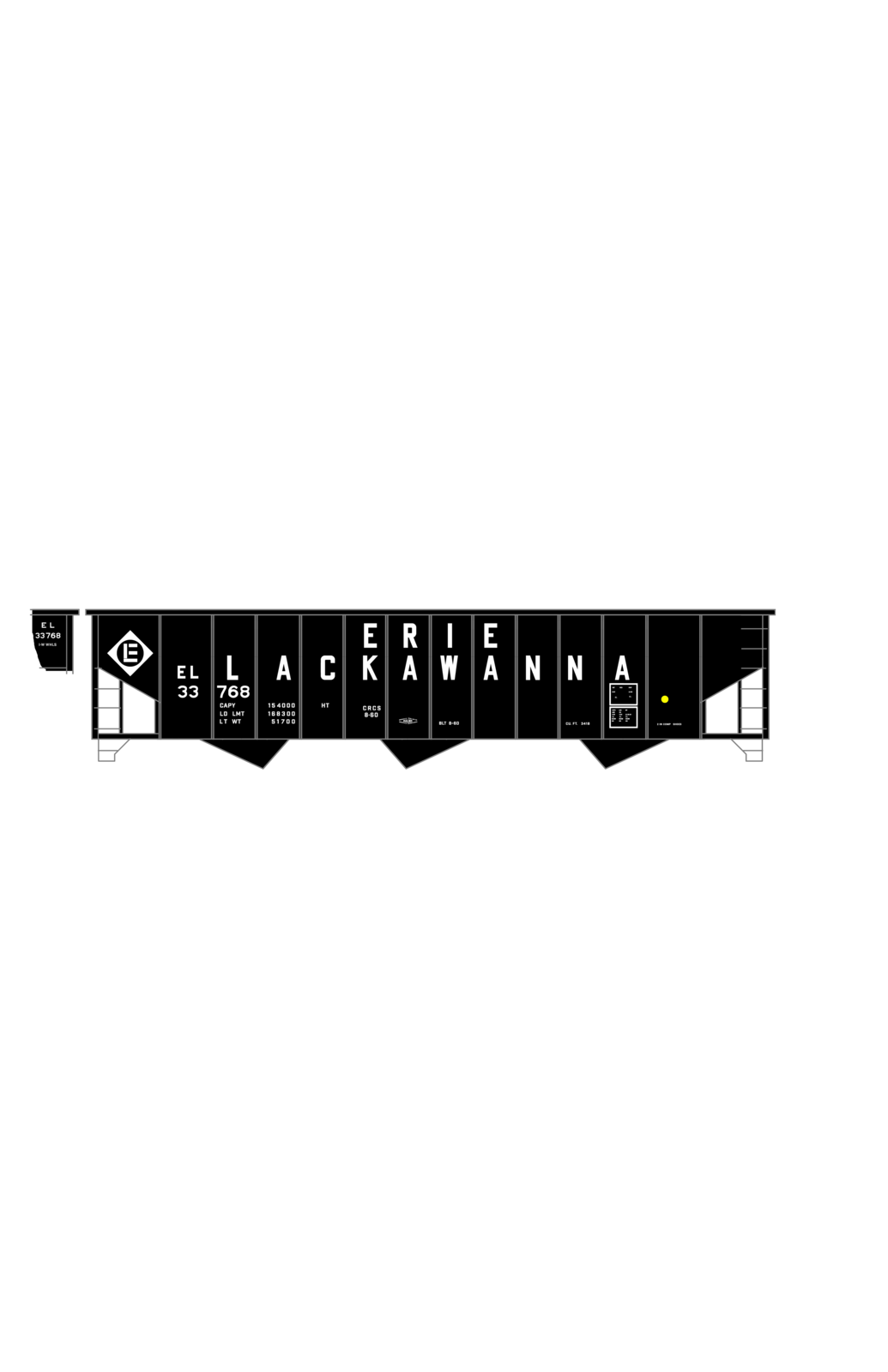 Erie Lackawanna 70 Ton Hopper Car White