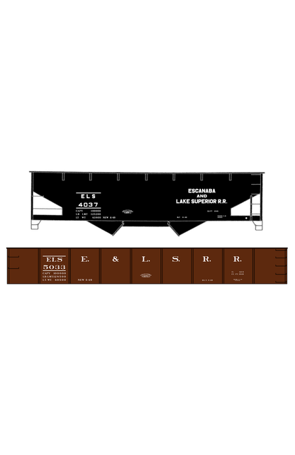Escanaba and Lake Superior Gondola and Offset Hopper White ELS
