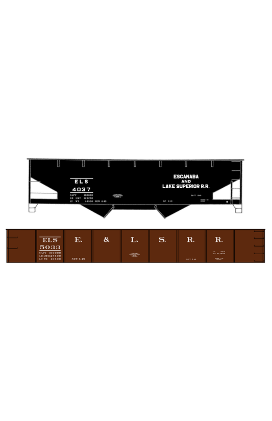 Escanaba and Lake Superior Gondola and Offset Hopper White ELS
