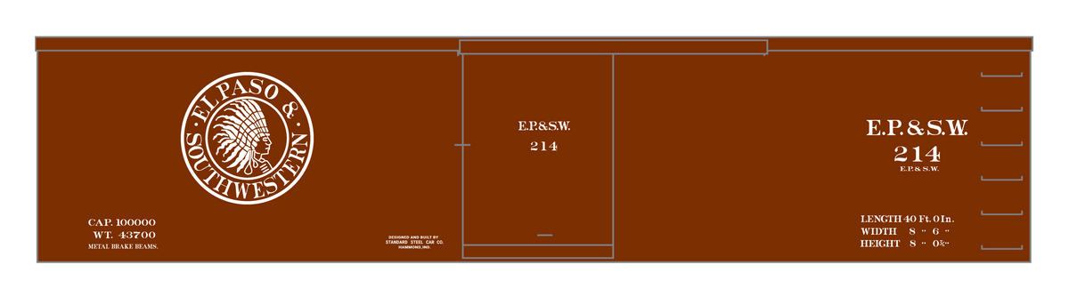 El Paso & Southwestern 40 Ft Wood Boxcar White EP&SW