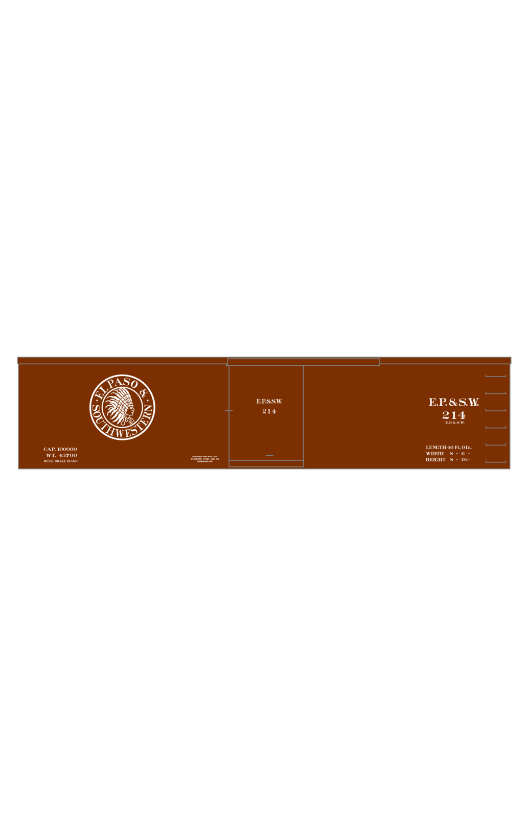 El Paso & Southwestern 40 Ft Wood Boxcar White EP&SW
