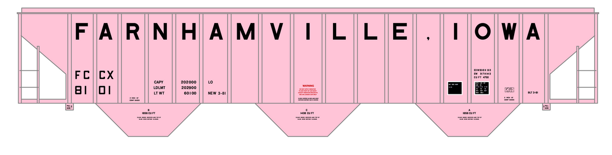 Farnhamville, Iowa PS2-CD Covered Hopper Black For Pink Car