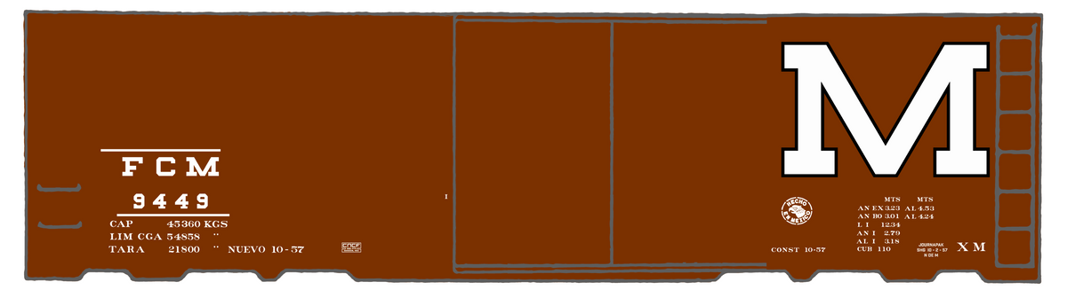 Ferrocarril Mexicano (FCM) 40 Ft Boxcar White