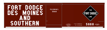 Fort Dodge Des Moines & Southern Line 36 Ft Wood Boxcar White FDDMS
