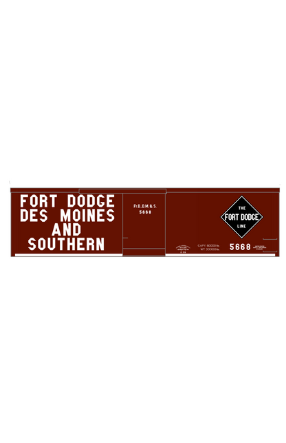 Fort Dodge Des Moines & Southern Line 36 Ft Wood Boxcar White FDDMS