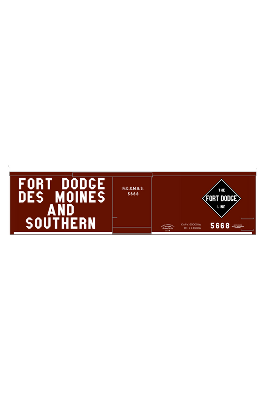 Fort Dodge Des Moines & Southern Line 36 Ft Wood Boxcar White FDDMS