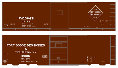 Fort Dodge, Des Moines and Southern 40 Ft Steel Boxcar White and Black FDDMS