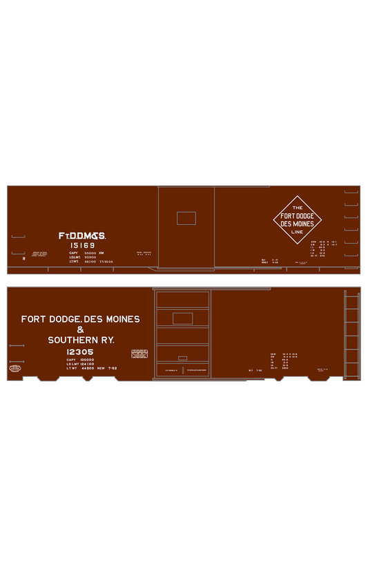Fort Dodge, Des Moines and Southern 40 Ft Steel Boxcar White and Black FDDMS