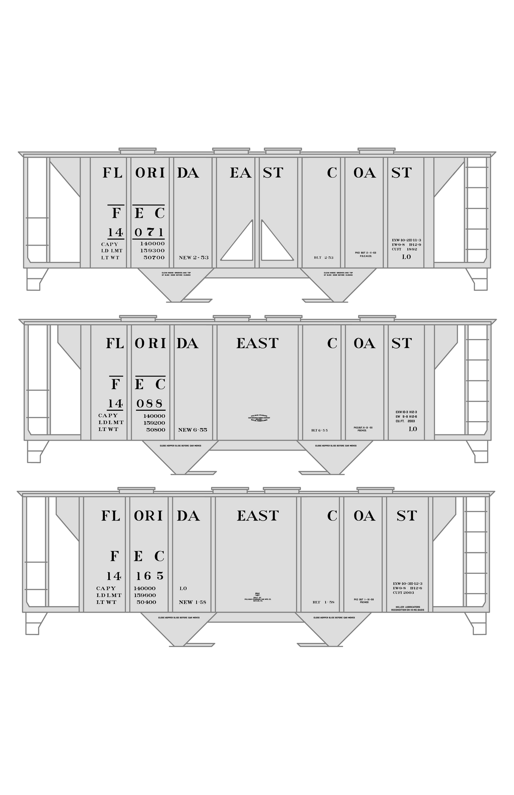 Florida East Coast 70 Ton Covered Hopper Black