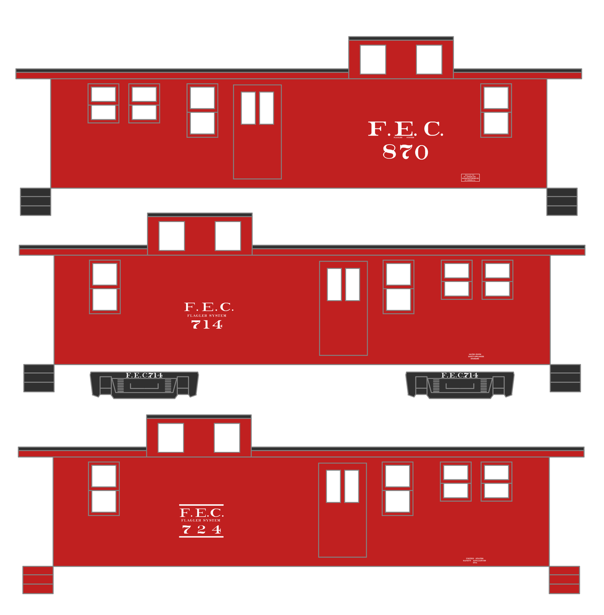 Florida East Coast Wood Caboose White  - Decal