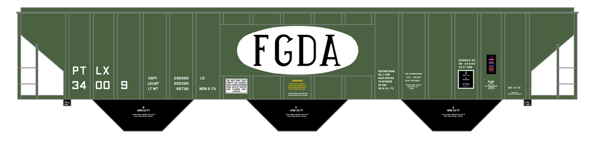 Farmers Grain Dealers Association FGDA PS-2CD Covered Hopper White and Black