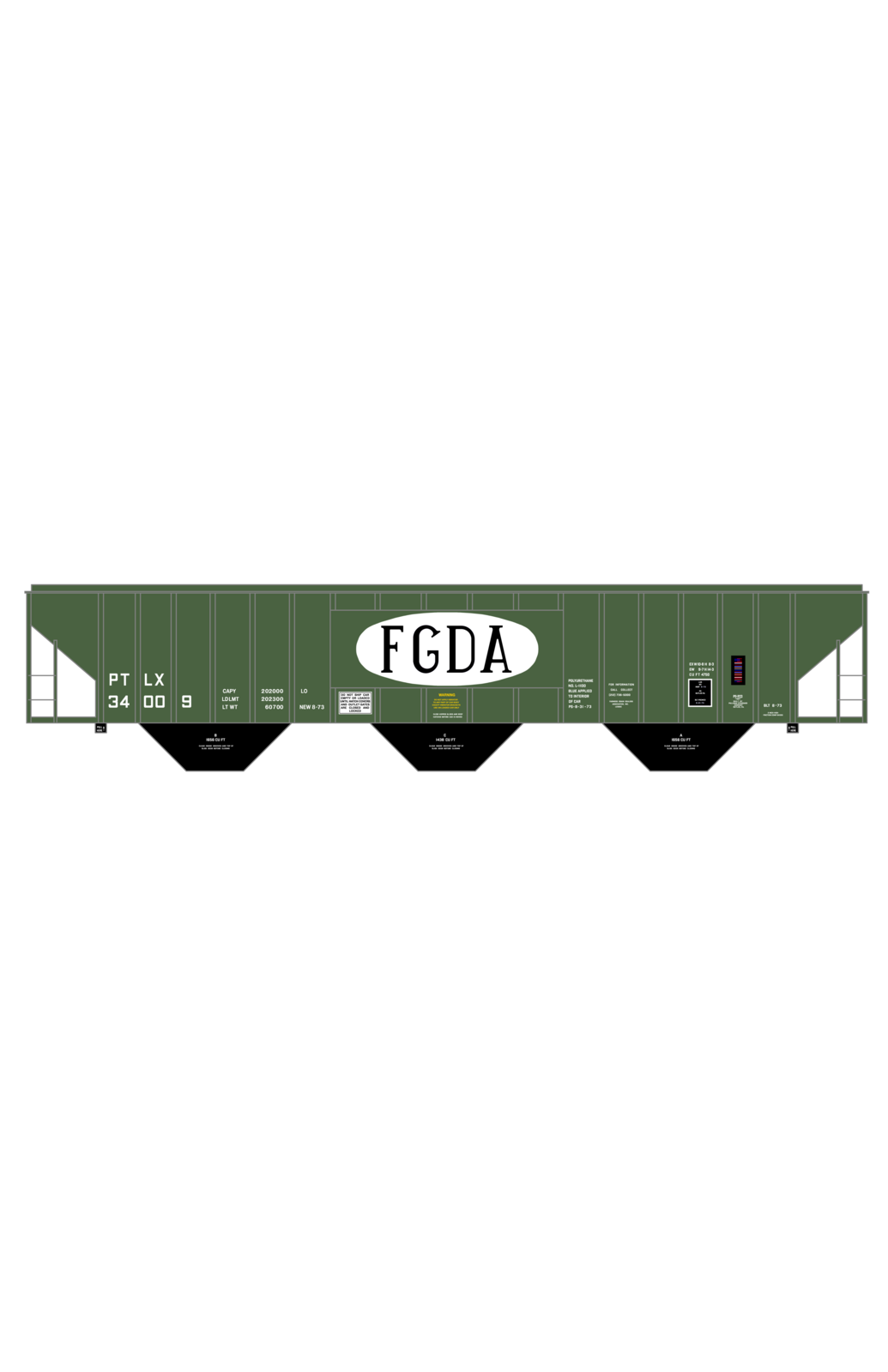 Farmers Grain Dealers Association FGDA PS-2CD Covered Hopper White and Black