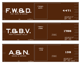 Fort Worth and Denver, Trinity and Brazos Valley, Abilene and Northern 36 Ft Wood Boxcar White  - Decal