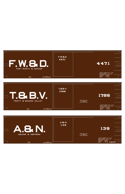 Fort Worth and Denver, Trinity and Brazos Valley, Abilene and Northern 36 Ft Wood Boxcar White