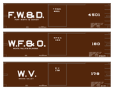 Fort Worth and Denver, Wichita Falls and Oklahoma, Wichita Valley 36 Ft Wood Boxcar White  - Decal