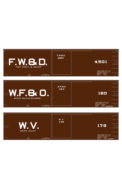 Fort Worth and Denver, Wichita Falls and Oklahoma, Wichita Valley 36 Ft Wood Boxcar White