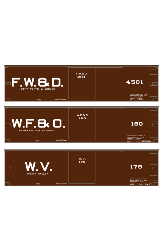 Fort Worth and Denver, Wichita Falls and Oklahoma, Wichita Valley 36 Ft Wood Boxcar White