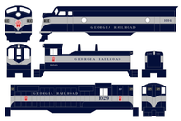 Georgia Railroad Diesel Locomotive Silver and Blue  - Decal