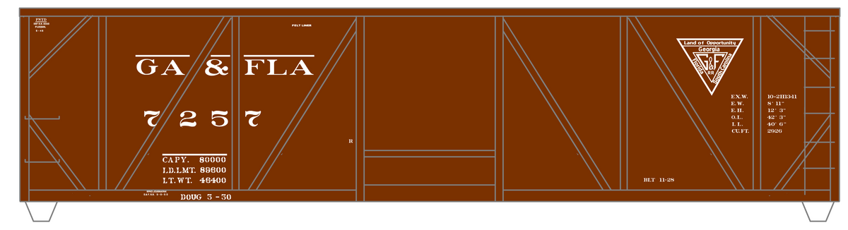 Georgia and Florida Railway 40 Ft Outside Braced Boxcar White