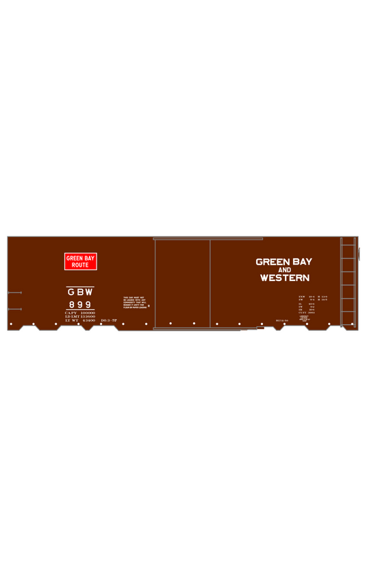 Green Bay and Western 40 Ft Boxcar White and Red