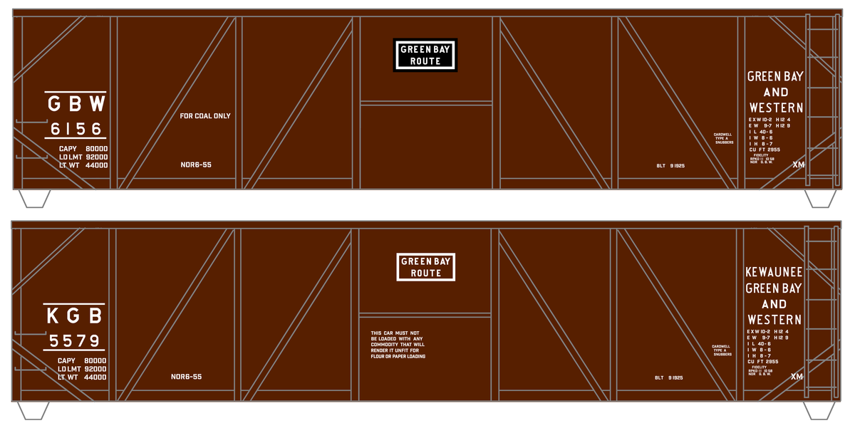 Green Bay and Western Single Sheathed Boxcar White