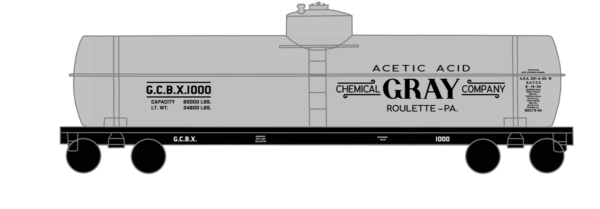 Gray Chemical Company Acetic Acid Tank Car Roulette Pennsylvania