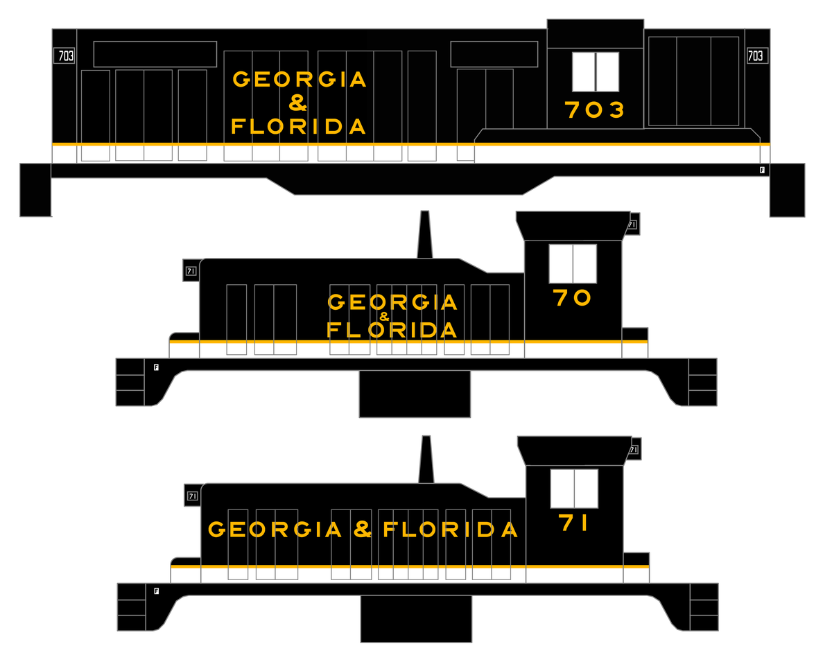 Georgia and Florida Diesel Locomotive Gold Southern Scheme