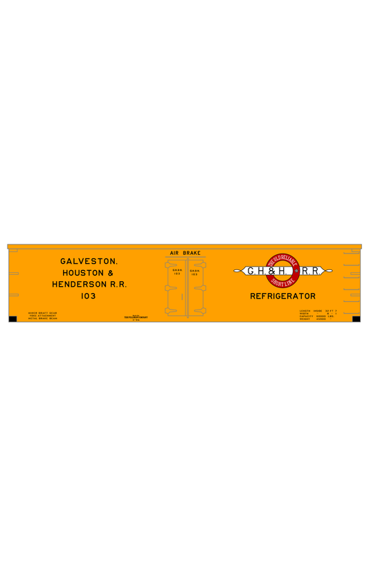 Galveston, Houston and Henderson Wood Ice Reefer Black Red and White Texas