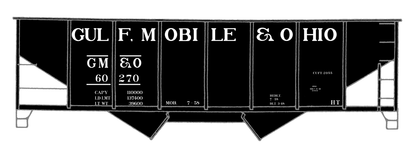 Gulf Mobile and Ohio Twin Hopper Car White Big Lettering