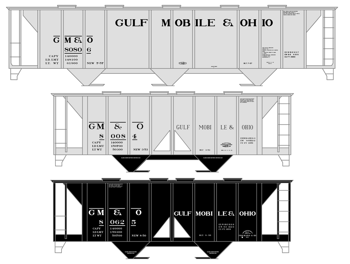 Gulf Mobile and Ohio Covered Hopper Black and White
