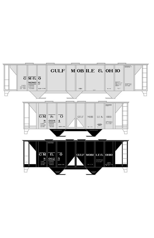 Gulf Mobile and Ohio Covered Hopper Black and White
