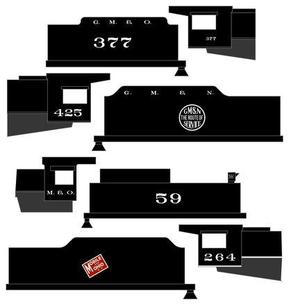Gulf Mobile & Ohio/Northern Steam Locomotive White and Red GM&O M&O GM&N
