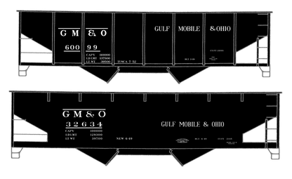 Gulf Mobile and Ohio Twin Hopper Car White Small Lettering