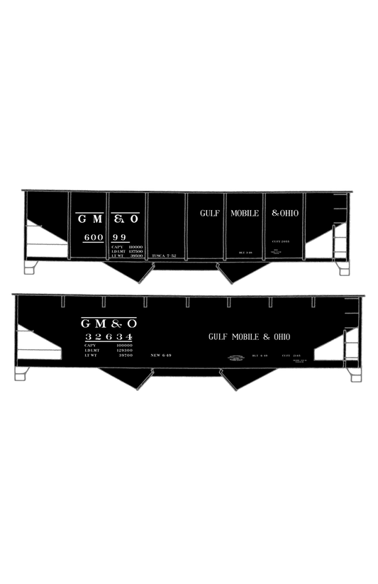 Gulf Mobile and Ohio Twin Hopper Car White Small Lettering