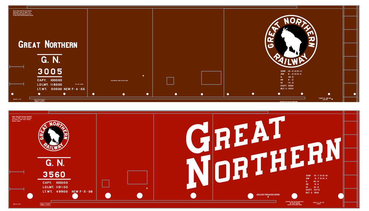 Great Northern 40 Ft Double Door Boxcar White and Black