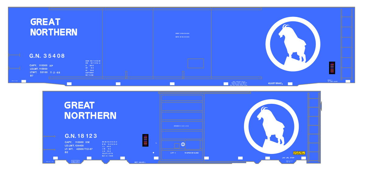 Great Northern 40 Or 50 Ft Boxcar White Late Scheme Blue Car