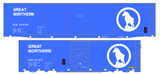 Great Northern 40 Or 50 Ft Boxcar White Late Scheme Blue Car - Decal