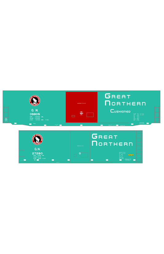 Great Northern 40 and 50 Ft Boxcar White, Red and Black Green Car