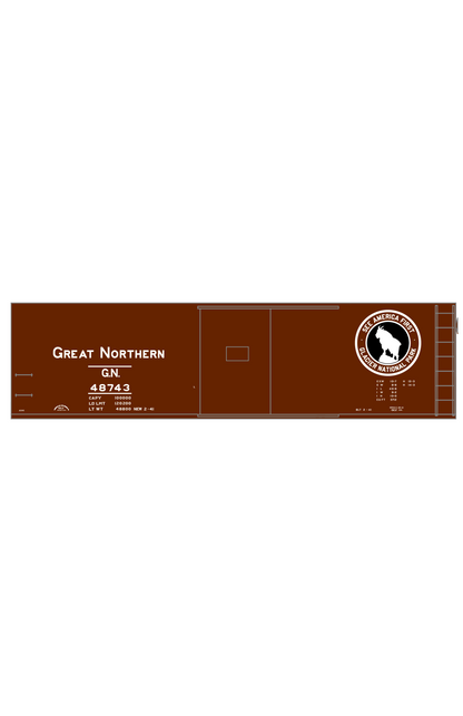 Great Northern 40 Ft Wood Boxcar White and Black Side Goat Glacier National Park