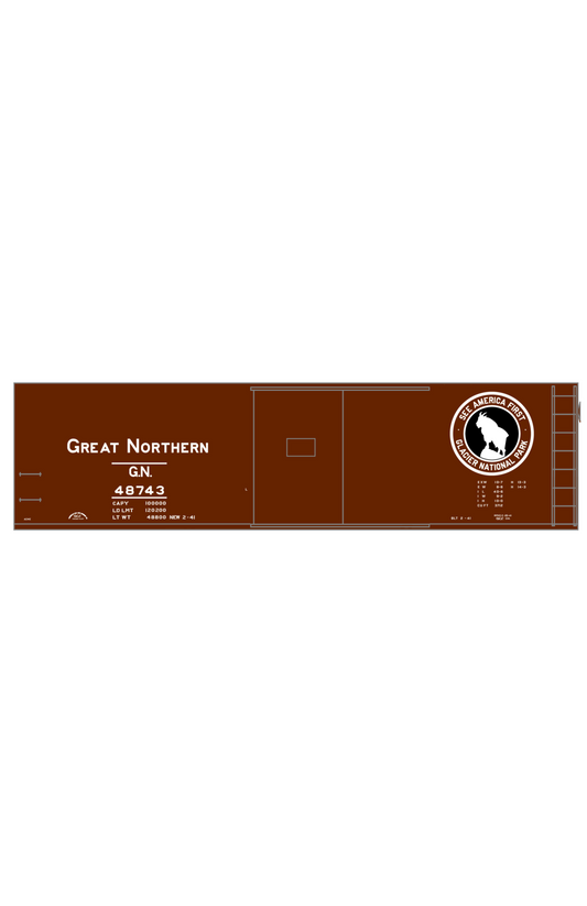 Great Northern 40 Ft Wood Boxcar White and Black Side Goat Glacier National Park